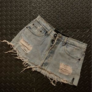 One Teaspoon denim skirt distressed